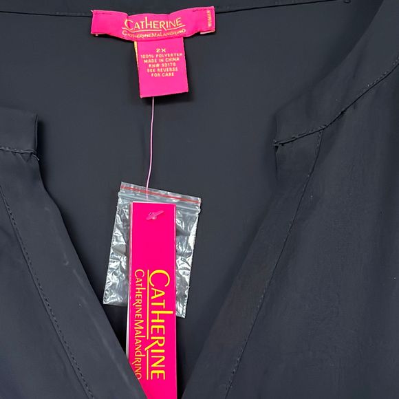 Catherine Malandrino Black High Low Tunic Blouse Top With Roll Tab Sleeves size - Picture 9 of 9